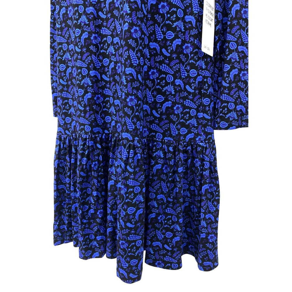 Saint + Sofia Ottilie Ruffle Dress Blue Paisley Floral Long Sleeve 2 Women New - Picture 4 of 10